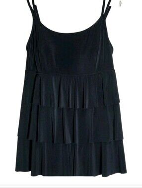 Longitude Long Torso Triple Tier Ruffle Boho Swim Dress Plus Size 20 Nwt